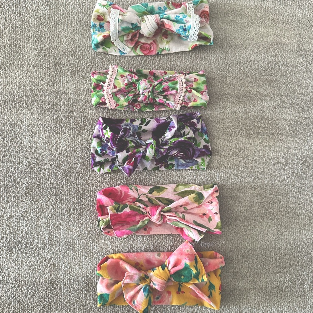 Baby Bling Bows Headbands: Floral Set of 5